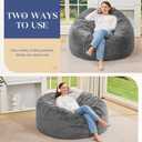 Hobestluk Bean Bag Chairs Adult Bean Bags with Fluffy Cover, Large Beanbag Chair with Filler Giant Bean Bag Chairs for Adults for Living Room, Bedroom (Light Grey, 4FT - 44 x 44 x 24)