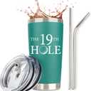JENVIO Gifts for Golfers | The 19th Hole | Stainless Steel Travel Tumbler with 2 Lids Straws Gift Box and Card | Unique Father Funny Golf Stocking Stuffer Husband Dad Valentine's Day