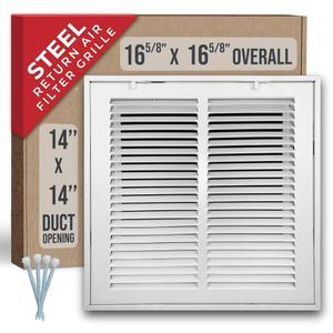 Fits 14"x14" Duct Opening | Steel Return Air Filter Grille by Handua [Removable Door] for 1-inch Filters | Vent Cover Grill | White | HVAC Cold Air Intake Grille | Out Dim: 16.7" x 16.7"