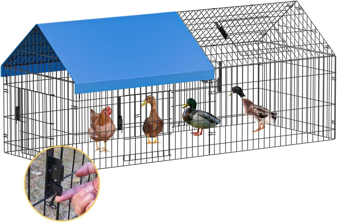 INJOPEXI Metal Chicken Coop 71.7"30"31" Chicken Runs for Yard with Cover Chicken Playpen Enclosure Chicken Pen Kennel Duck Coop Cage Hutch Fence for Outdoor Backyard Farm Rabbit Small Animal Poultry