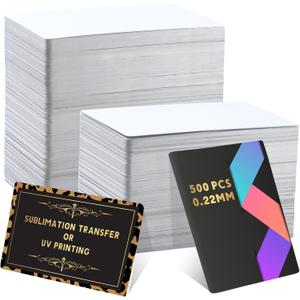 Ctosree 500 Pcs White Sublimation Metal Business Card Blanks 0.22 mm Aluminum Blanks Name Card 3.39 x 2.13 Inch Thick Aluminum Alloy Sublimation Cards for Office Business Blank DIY Printing Engrave