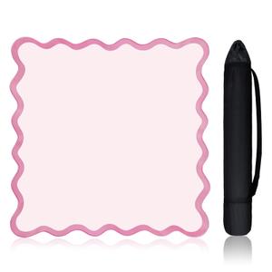 VioraWhite 21" Mini Majiong Mat for Travel Set Cute Scalloped Small Anti Slip Noise Reduction Mahjong Accessories Gifts Domino & Tile Game Table Mat (Pink)