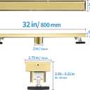 Linear Shower Drain with Tile Insert Panels 32 Inch Brushed Gold 304 Stainless Steel Rectangle Shower Floor Drainwith Hair Catcher, Adjustable Feet