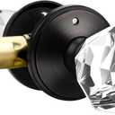 1 Pack Clear Crystal Door Knob, Inspired Decorative Oil Rubbed Bronze Door Knobs for Interior Doors, Unique Fancy Glass Privacy Door Knobs for Bedrooms and Bathrooms