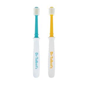 Dr. Talbot's Toddler 360 Toothbrush for Kids - Soft Bristles Gently Cleans Teeth & Massages Gums - Easy-Grip Handle for Kids - Encourages Good Oral Hygiene - (2 Pack) Aqua/Yellow