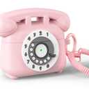 KOREDA for AirPods Pro 2nd/1st Generation Case Cover with Cleaner Kit & Lanyard, Cute Funny Telephone Design Silicone Protective Case for AirPods Pro 2 - Pink