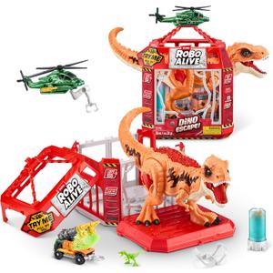 Robo Alive Dino Escape, Robotic Light Up, Vehicles with Firing Weapons, Storable, Giftable, Ages 3+ by ZURU, Small to Medium