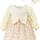 Toddler Baby Girl Dress Infant Girl Clothes Outfits Tulle Dresses Princess Wedding Dress for Baby Girls 3M to 3 Year (Yellow)
