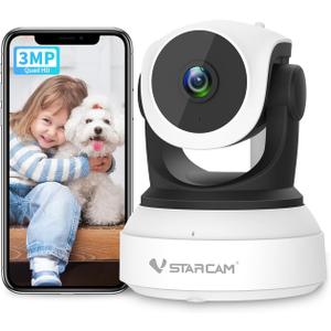 VSTARCAM Indoor Camera with Battery Powered, 2K with 360 Rotation, Human/Motion Detection with Auto Tracking, 2-Way Audio & DIY Voice, 2.4GHz WiFi Wireless, Cloud & SD Card Storage(up to 256GB)