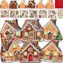 Treasure Cove Christmas Gingerbread Cards Craft Kit DIY Gingerbread House Card Christmas Crafts Kit Make Your Own Gingerbread House Decoration with Stickers for Kids Xmas Holiday Party Decor Supplies 12Pcs, 5.2" X 5.2"