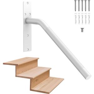 16 Inch White Stair Handrails for 1-3 Steps, Munzong Anti-Slip SUS304 Stainless Steel Hand Rail for Stairs, Knurled Safety Grab Bar for Outdoor Garage Porch Entry Interior Exterior Stairway-1.25 Tube