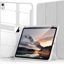 Kenke for iPad 11/10th Gen Case with Pencil Holder 11/10.9 inch 2025 A16/2022, Hard PC Acrylic Transparent Back Shell & Soft TPU Edge Auto Wake/Sleep (Gray)