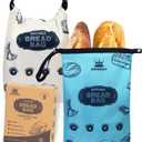 Royoroyi Bread Bags for Homemade Bread,2 Packs Reusable Bread Bag,Freezer Bread Storage Bag,Waterproof Zipper Bread Container to Keep Bread Fresh gift giving (beige Jewel Blue)