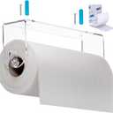 Clear Acrylic Paper Towel Holder Wall Mount Paper Towel Holder Under Cabinet, Wall Mounted Undermount Hanging Paper Towels Holder Dispenser, Holds Jumbo Rolls, Adhesive Strips & Screws Included