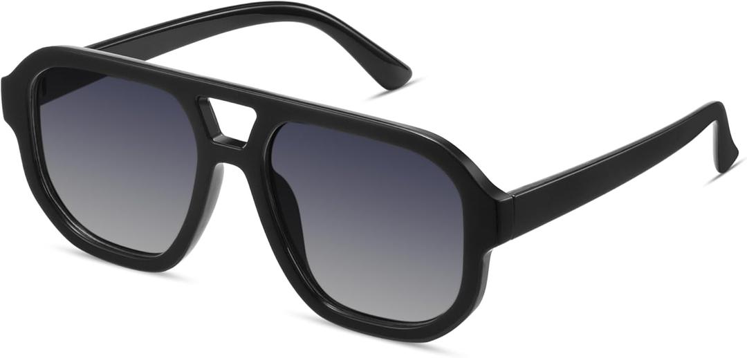 livho Trendy Polarized Square Aviator Sunglasses Women Men Square Eyewear Frame, Retro Sun Glasses for Women Men 2025 Shades (Vibrant Black/Grey)