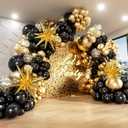 FOTIOMRG Black and Gold Balloons Garland Arch Kit, 5 10 12 18inch Black Gold Confetti Latex Balloons for 2024 Graduation New Year Anniversary Birthday Party Decorations