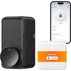 SwitchBot WiFi Smart Lock Pro + Hub Mini Matter, Keyless Entry Smart Deadbolt Retrofit for Existing Deadbolt, Install in Minutes, Matter Siri HomeKit/Apple Watch, Alexa Google IFTTT (Black&White)