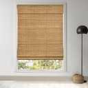LazBlinds Cordless Bamboo Roman Shades, Privacy Blinds for Interior Windows, Room Darkening Roll Up Bamboo Blinds for Home & Patio, 29.5" W x 64" H, Highfield Teak
