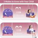 Foldable Toddler Swing Set, Indoor & Outdoor Baby Swing Set for Backyard, Safe and Durable Design, Grow with Your Child (Pink)