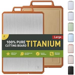 Titanium Cutting Boards for Kitchen Chopping Board with Handle Large Big Small Kitchen Meat Butcher Block Double Sided Pure Titanium and Wheat Straw PP Not Wood Bamboo Plastic Teak Morandi Orange