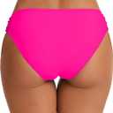 Women's Bathing Suit Bottoms Full Coverage Ruched Bikini Tankini Bottom Swimsuit Brief (Pink, L)