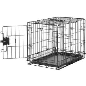 Amazon Basics Durable, Foldable Metal Wire Pet Crate with Tray, Portable and Sturdy for Travel, Single Door, Divider Panel, Perfect Size for Small Dogs, 22 x 13 x 16 in, Black (22.0"L x 13.0"W x 16.0"H)