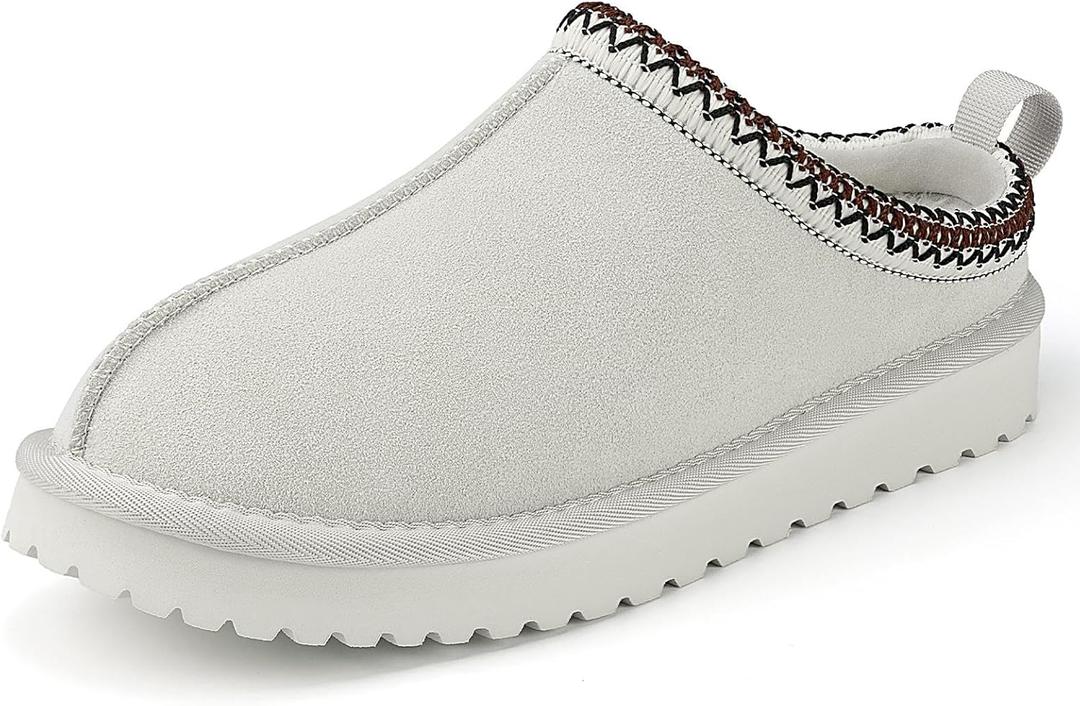 Mishansha Fuzzy Suede Slippers for Women Winter Warm Fur Lined House Shoes Slip-on Cozy Mini Boots for Indoor Outdoor Sand Beige, Size 7.5