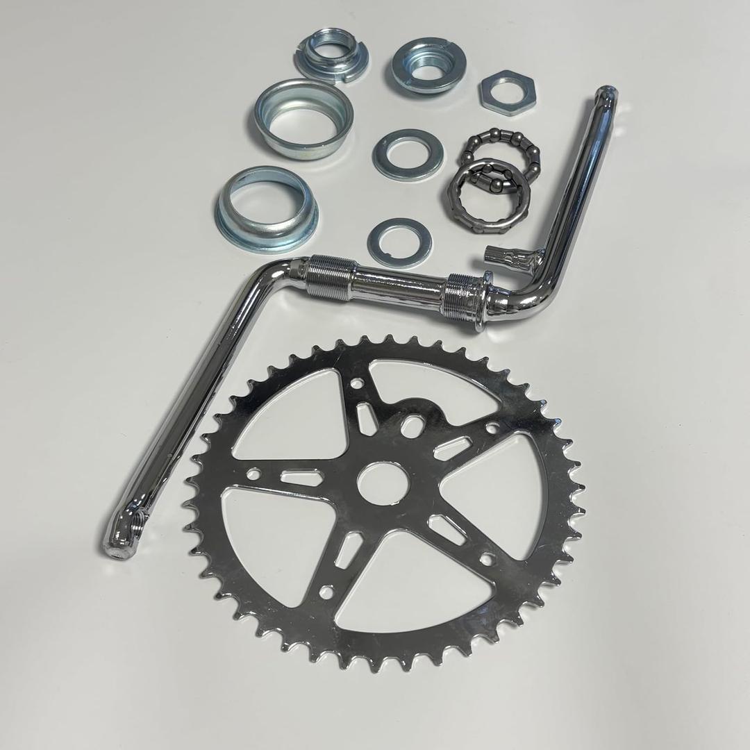 XYAUTO 2 Cup Bike Bottom Pedal Crank Kit 44T Sprocket 165mm Crank Arm, One-Piece Bicycle Crank Kit for Road Bicycle