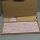 Pink Wireless Keyboard and Mouse Combo for Desktop Mac iPad Bluetooth 2.4 Ghz Rechargeable Slim Silent Click with Number Pad Compatible with Pc, Laptop, Tablet (Pink)