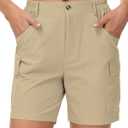 Cakulo Womens 6" Hiking Cargo Bermuda Shorts Quick Dry Golf Work Walking Summer Lightweight Shorts Pockets, Khaki, XL