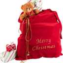 Kangroo Santa Claus Christmas Sack Bag - Drawstring Bag, Costume Sacks for Presents, Kids Stocking Stuffer, Bags for Gifts 28 x 32 In