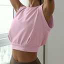 ARRIVE GUIDE Crop Top Athletic Shirts for Women Cute Sleeveless Yoga Tops Running Gym Cotton Cropped Workout Clothes (Pink, M)