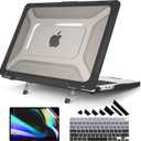 Batianda Extreme Heavy Duty Case for M5 MacBook Pro 14 inch 2026 2025 2024 2023 2021 Release - Anti-Slip Reinforced Fold Stand (Holds 25lbs) Shockproof Honeycomb Exoskeleton Hybrid Armor - Black