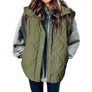 EVALESS Cropped Puffer Vest Women Lightweight Quilted Stand Collar Sleeveless Jackets Fall Winter 2025 Button Zip Up Coat (Small, Army Green)