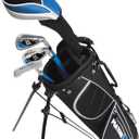PGA Tour Youth Golf Club Set for Ages 8-12 & 12+ (48510), Right and Left-Handed Kids Golf Sets Beginner Junior Golf Clubs with Lightweight Stand Bag, Mallet Putter, Hybrid, Driver