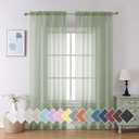 Aiyufeng Sage Green Sheer Curtains 90 Inch Length 2 PCS, Rod Pocket Voile Drapes for Bedroom Living Room, Semi Sheer Curtain Panels Window Treatments for Yard/Patio/Villa/Parlor, 42"x 90", Sage Green