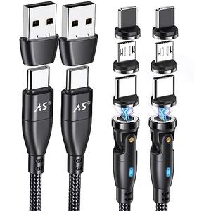 100W 540 Rotation Magnetic Charging Cable 3.3FT/6FT-2Pack, USB C to USB C Cable Fast Charge Magnetic USB C Charging Cable, Magnetic Charge Cable, Data Transfer Capable, Compatible with All Devices