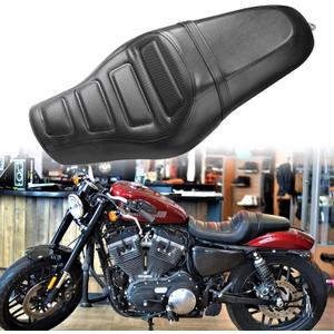 DREAMIZER Motorcycle Two Up Seat Front Driver Rear Passenger Rider Seats Compatible with Harley Davidson Sportster Iron 883 1200 Chopper Bobber Cafe Racer Custom - BlackCheck