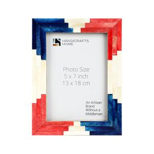 Handicrafts Home Handmade Bone Inlay Modern Blue & White Picture Frame, 6x4