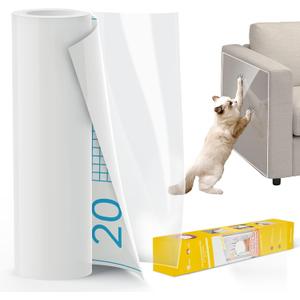 Anti Cat Scratch Furniture Protector, Thickened Cat Scratch Guards for Couches, Tables & More, 196.8" x 11.8" Transparent Self-Adhesive Couch Protector Against Cats Claws