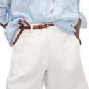 Women Shorts High Waisted Wide Leg Tailored Shorts Casual Beach Work Trouser Shorts Without Belts (Medium, White)