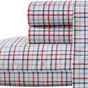 Nautica - Full Sheet Set, Cotton Percale Bedding Set, Crisp & Cool, Lightweight & Breathable (Boating Tattersall Red, Full)
