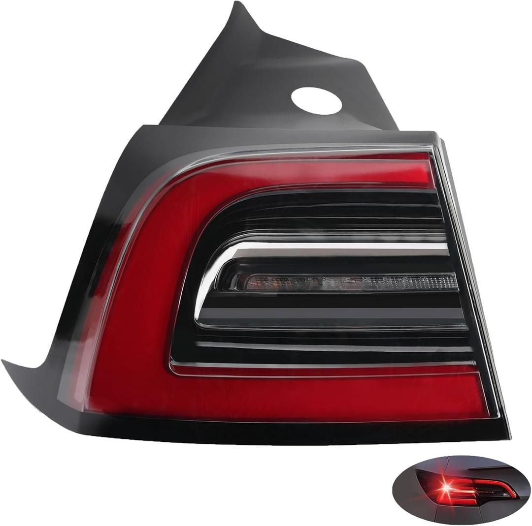 Led Tail Lights, Compatible with 2017-2021 Tesla Model 3, Replace 1077397 Running Brake Turn Signal Tail-Lights Rear Left Outer TailLights Assembly