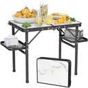 Titanker Folding Camping Table Small 2ft, Small Camp Table Portable with 50% Extra Space, Folding Picnic Table, Portable Beach Tables, Car Camping Essentials, Aluminum Light Solid