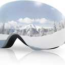 Meeloog Ski Goggles for Men & Women, OTG Snowboard Goggles with UV400 Protection, Anti-Fog & Spherical Design for Wider View (Greyframe Revo Silver Lens Vlt12.02%)