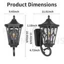 23" Outdoor Wall Light Fixtures,Exterior Waterproof Wall Lantern, Porch Sconces Lighting with E26 Socket & Water Ripple Glass Shades,Matte Black Outside Wall Lantern Light for House Front Door Garage
