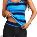 Yonique Women's Tankini Swimsuit - Two Piece Bathing Suits with Shorts Tummy Control Swimwear Size XXS