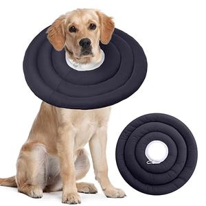 IDOMIK Dog Recovery Collar, Waterproof Soft Dog Cone After Surgery, Comfy Protective Elizabethan Collar Alternative for Dogs Cats, Adjustable Pet Neck Donut Cone Anti-Licking Biting Wounds,Grey,S
