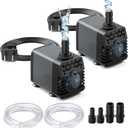 Ankway Fountain Pump, 2 Pack 160GPH (600L/H, 10W) Submersible Water Pump with 3.3ft Tubing, Ultra Quiet Pond Pumps for Outdoor, Aquarium, Fish Tank, Pool, Hydroponics, Statuary, Water Fountain