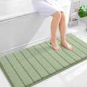 OLANLY Memory Foam Long Bathroom Rugs Runner 47x24, Super Soft Absorbent Bath Mat, Quick Dry, Machine Washable Shower Floor Rugs, Bathmat Carpet, Bathroom Home Decor Accessories, Sage Green